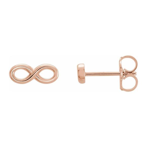 14K Rose Gold Infinity Inspired Post Earrings 3.5 x 9.0mm